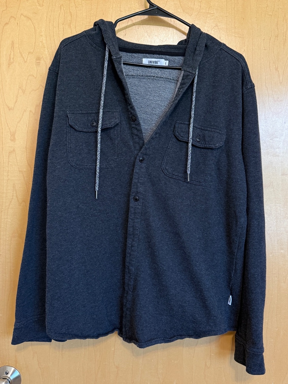 Univibe Men’s Grey Charcoal Hooded Lightweight Shirt